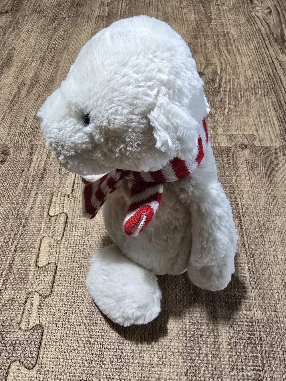 Jellycat London Bashful Pax Polar Bear Red/White Striped Scarf 12" Retired - Picture 4 of 6